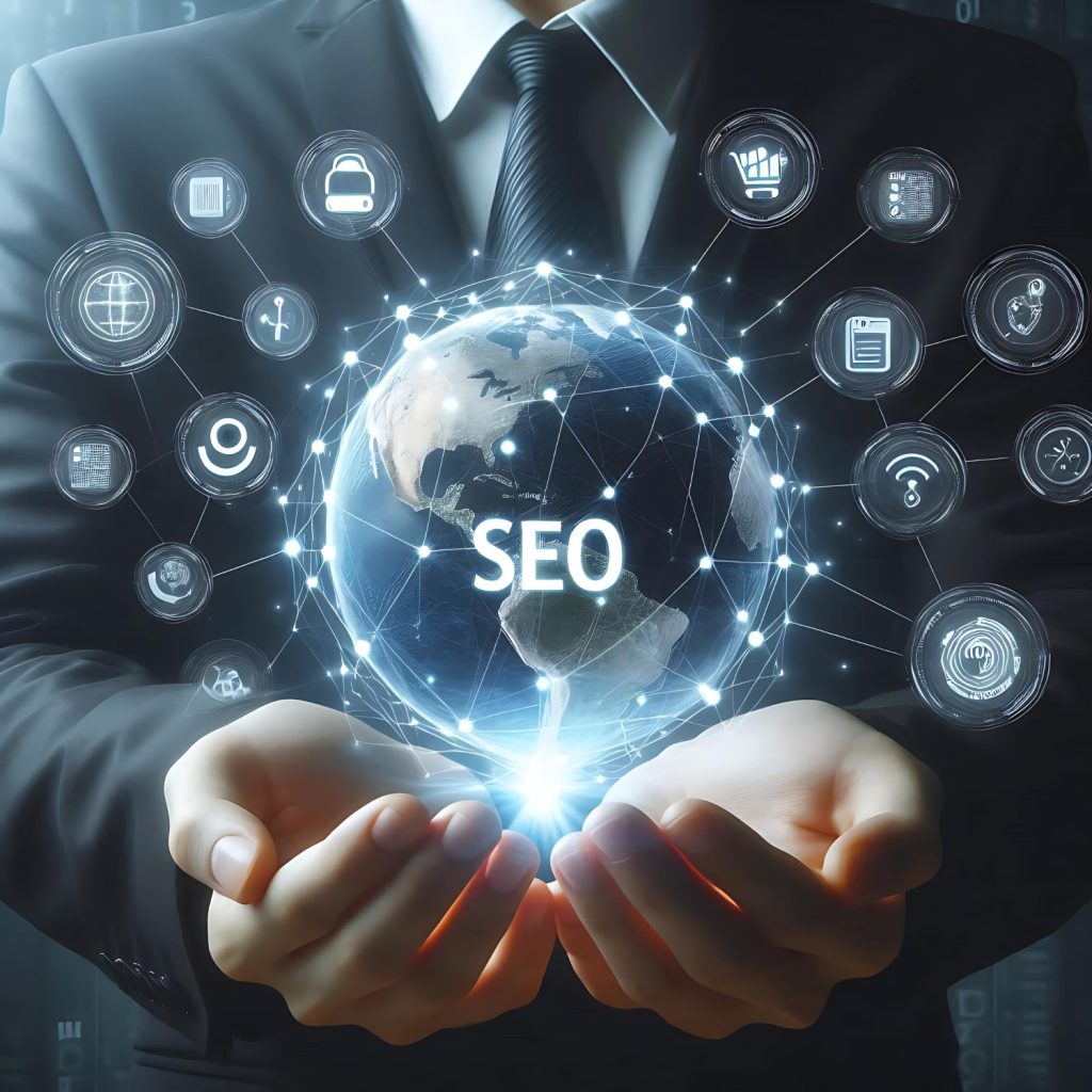 Global SEO strategy illustrating search optimization across multiple countries and business locations