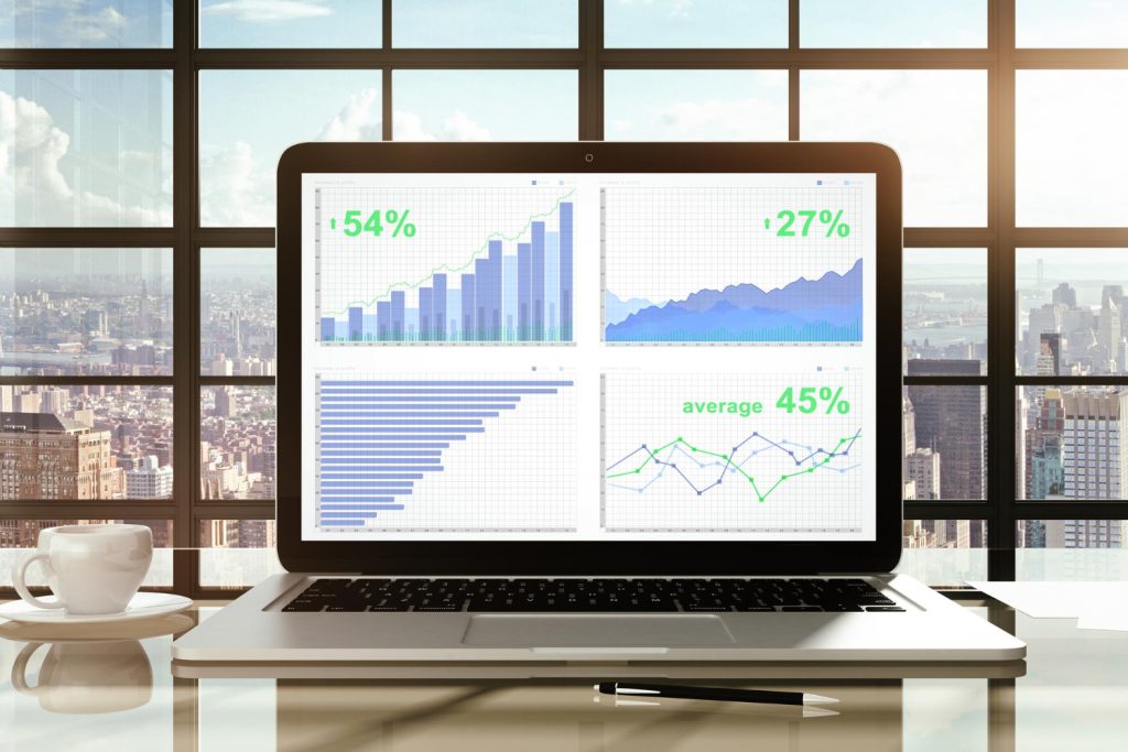 Laptop screen showing Google search rankings, analytics charts, and conversion metrics illustrating that top ranking does not always lead to higher revenue.