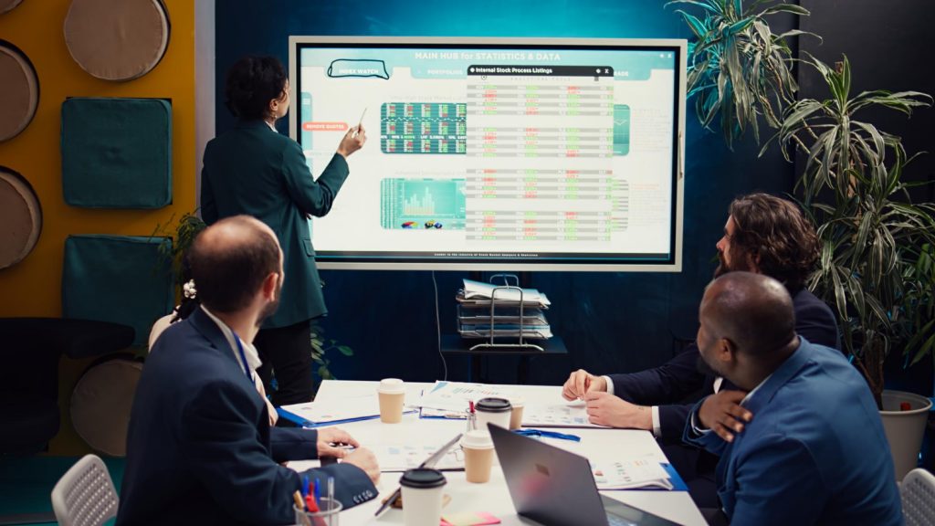 12-month digital growth strategy roadmap showing goals, content calendar, analytics, and performance tracking dashboard